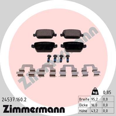 Zimmermann 24537.160.2 - Kit de plaquettes de frein, frein à disque cwaw.fr