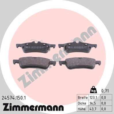 Zimmermann 24574.150.1 - Kit de plaquettes de frein, frein à disque cwaw.fr