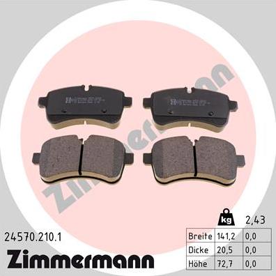 Zimmermann 24570.210.1 - Kit de plaquettes de frein, frein à disque cwaw.fr