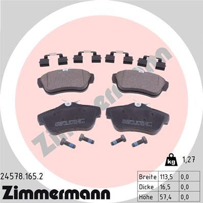 Zimmermann 24578.165.2 - Kit de plaquettes de frein, frein à disque cwaw.fr