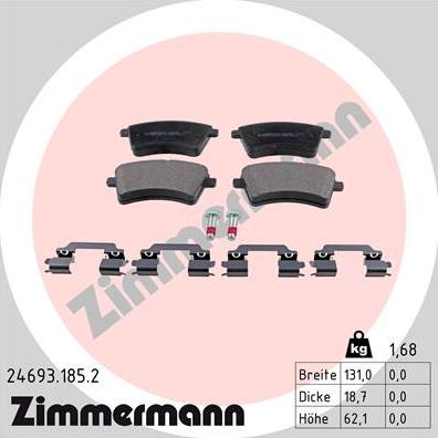 Zimmermann 24693.185.2 - Kit de plaquettes de frein, frein à disque cwaw.fr