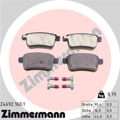 Zimmermann 24692.160.1 - Kit de plaquettes de frein, frein à disque cwaw.fr