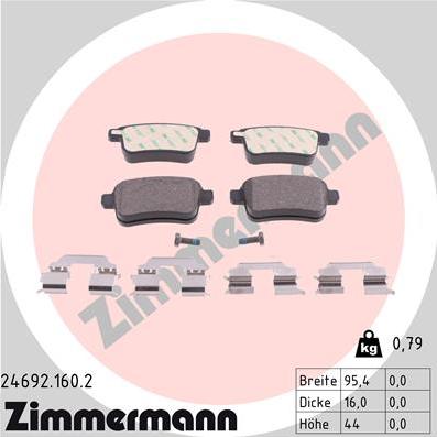 Zimmermann 24692.160.2 - Kit de plaquettes de frein, frein à disque cwaw.fr