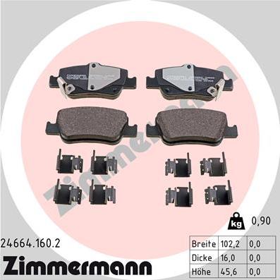 Zimmermann 24664.160.2 - Kit de plaquettes de frein, frein à disque cwaw.fr