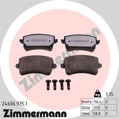 Zimmermann 24606.975.1 - Kit de plaquettes de frein, frein à disque cwaw.fr