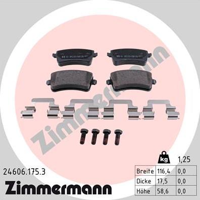 Zimmermann 24606.175.3 - Kit de plaquettes de frein, frein à disque cwaw.fr