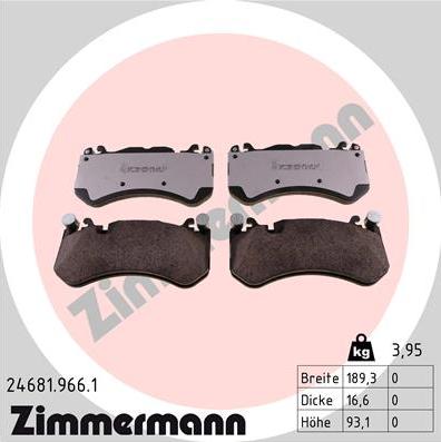 Zimmermann 24681.966.1 - Kit de plaquettes de frein, frein à disque cwaw.fr