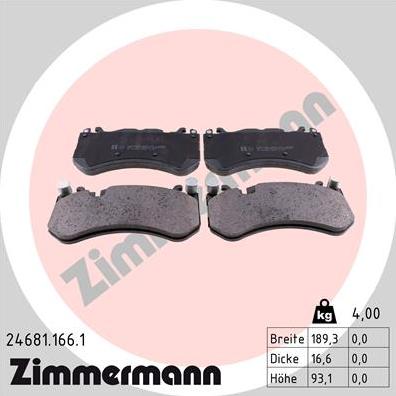 Zimmermann 24681.166.1 - Kit de plaquettes de frein, frein à disque cwaw.fr