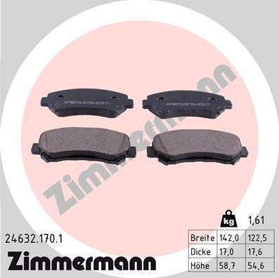 Zimmermann 24632.170.1 - Kit de plaquettes de frein, frein à disque cwaw.fr