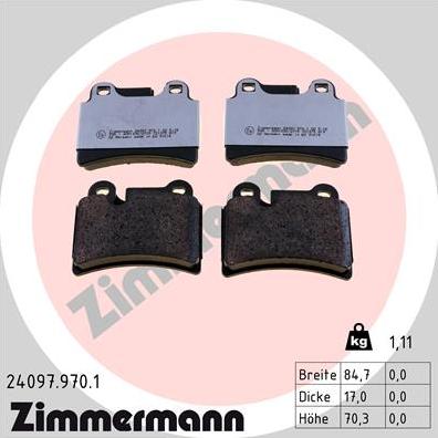 Zimmermann 24097.970.1 - Kit de plaquettes de frein, frein à disque cwaw.fr