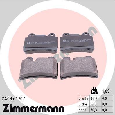 Zimmermann 24097.170.1 - Kit de plaquettes de frein, frein à disque cwaw.fr