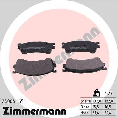 Zimmermann 24004.165.1 - Kit de plaquettes de frein, frein à disque cwaw.fr