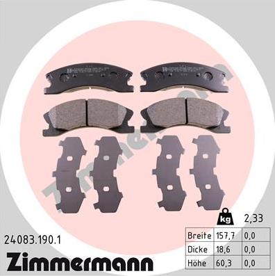 Zimmermann 24083.190.1 - Kit de plaquettes de frein, frein à disque cwaw.fr