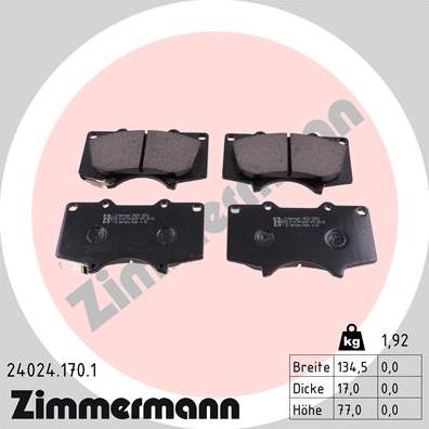 Zimmermann 24024.170.1 - Kit de plaquettes de frein, frein à disque cwaw.fr