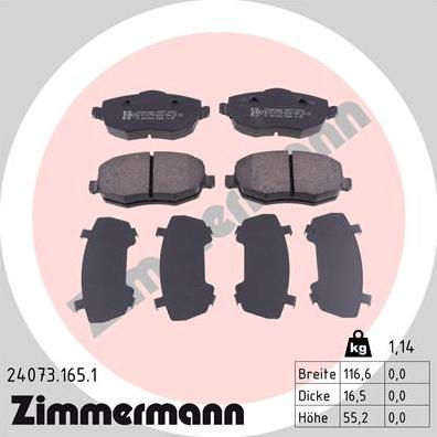 Zimmermann 24073.165.1 - Kit de plaquettes de frein, frein à disque cwaw.fr