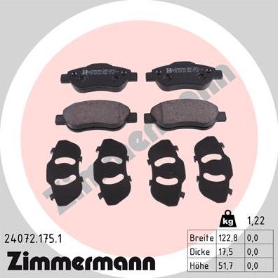 Zimmermann 24072.175.1 - Kit de plaquettes de frein, frein à disque cwaw.fr