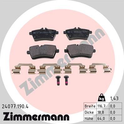 Zimmermann 24077.190.4 - Kit de plaquettes de frein, frein à disque cwaw.fr