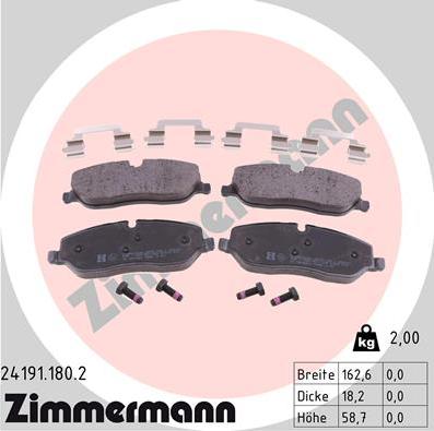 Zimmermann 24191.180.2 - Kit de plaquettes de frein, frein à disque cwaw.fr