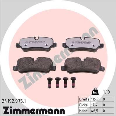 Zimmermann 24192.975.1 - Kit de plaquettes de frein, frein à disque cwaw.fr