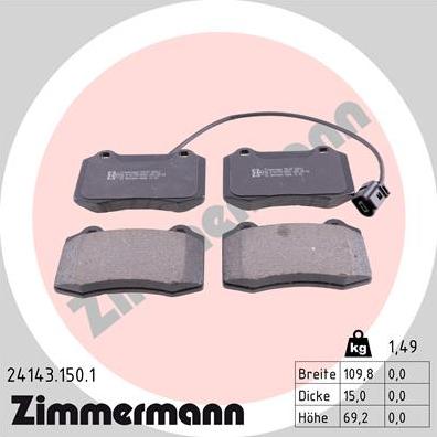 Zimmermann 24143.150.1 - Kit de plaquettes de frein, frein à disque cwaw.fr