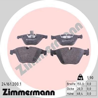 Zimmermann 24161.200.1 - Kit de plaquettes de frein, frein à disque cwaw.fr