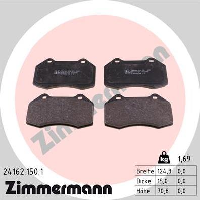 Zimmermann 24162.150.1 - Kit de plaquettes de frein, frein à disque cwaw.fr