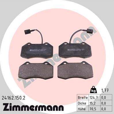 Zimmermann 24162.150.2 - Kit de plaquettes de frein, frein à disque cwaw.fr