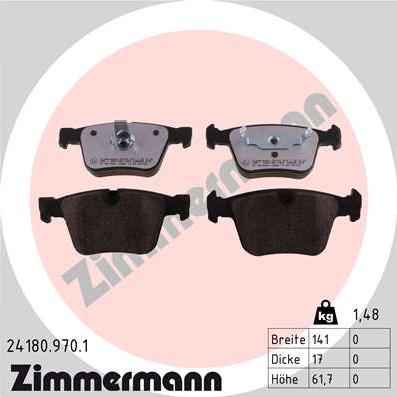 Zimmermann 24180.970.1 - Kit de plaquettes de frein, frein à disque cwaw.fr