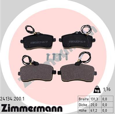 Zimmermann 24134.200.1 - Kit de plaquettes de frein, frein à disque cwaw.fr