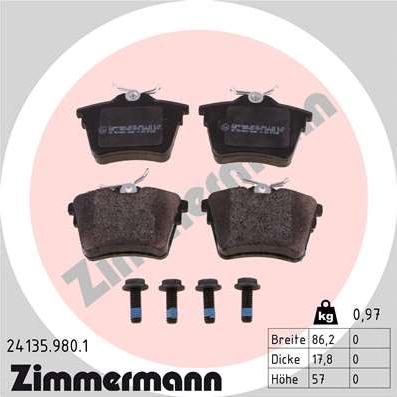 Zimmermann 24135.980.1 - Kit de plaquettes de frein, frein à disque cwaw.fr