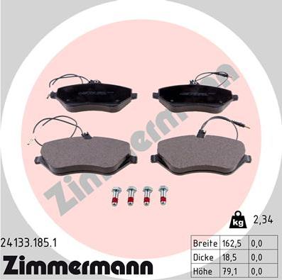 Zimmermann 24133.185.1 - Kit de plaquettes de frein, frein à disque cwaw.fr