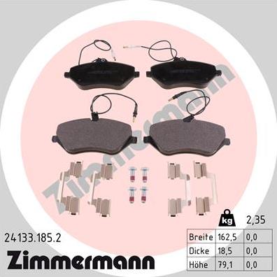 Zimmermann 24133.185.2 - Kit de plaquettes de frein, frein à disque cwaw.fr