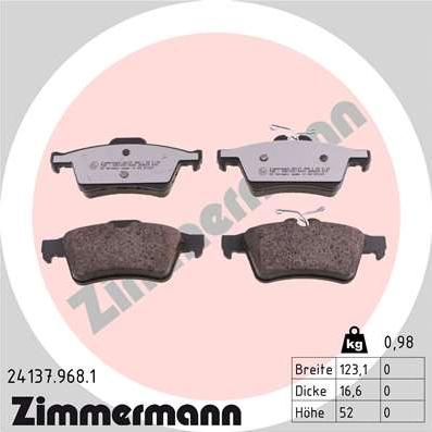 Zimmermann 24137.968.1 - Kit de plaquettes de frein, frein à disque cwaw.fr