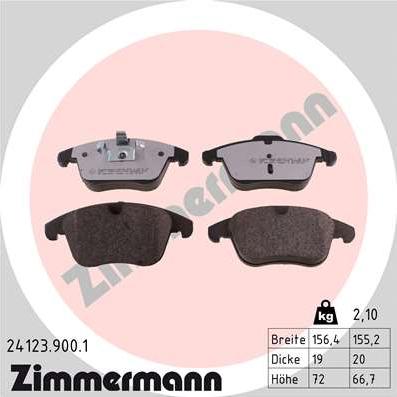 Zimmermann 24123.900.1 - Kit de plaquettes de frein, frein à disque cwaw.fr