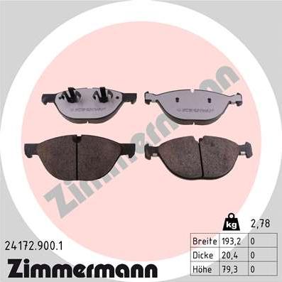 Zimmermann 24172.900.1 - Kit de plaquettes de frein, frein à disque cwaw.fr