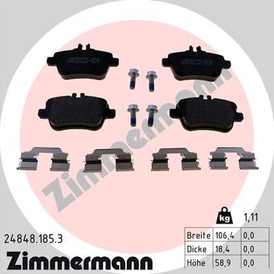 Zimmermann 24848.185.3 - Kit de plaquettes de frein, frein à disque cwaw.fr