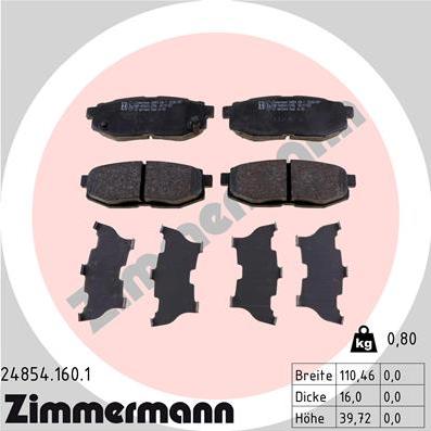 Zimmermann 24854.160.1 - Kit de plaquettes de frein, frein à disque cwaw.fr