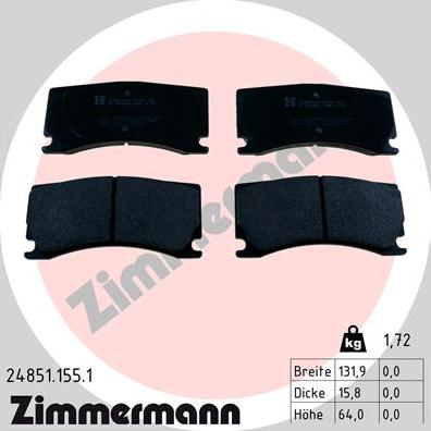 Zimmermann 24851.155.1 - Kit de plaquettes de frein, frein à disque cwaw.fr