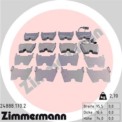 Zimmermann 24888.170.2 - Kit de plaquettes de frein, frein à disque cwaw.fr