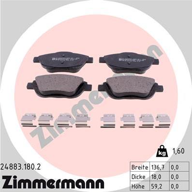 Zimmermann 24883.180.2 - Kit de plaquettes de frein, frein à disque cwaw.fr