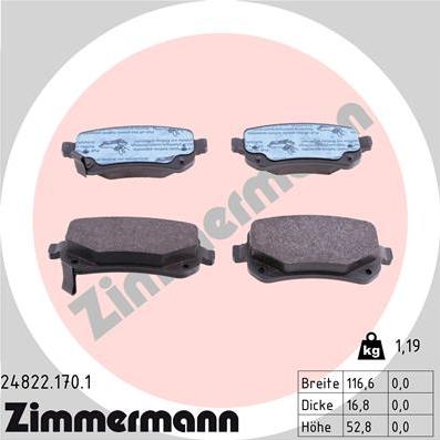 Zimmermann 24822.170.1 - Kit de plaquettes de frein, frein à disque cwaw.fr