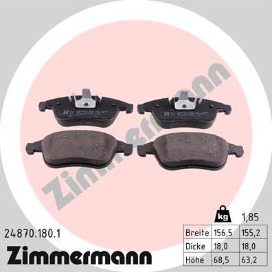 Zimmermann 24870.180.1 - Kit de plaquettes de frein, frein à disque cwaw.fr