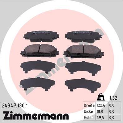 Zimmermann 24347.180.1 - Kit de plaquettes de frein, frein à disque cwaw.fr