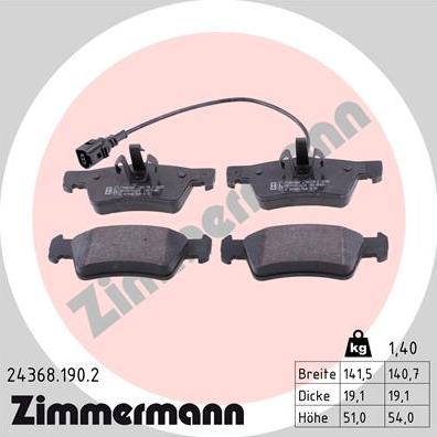 Zimmermann 24368.190.2 - Kit de plaquettes de frein, frein à disque cwaw.fr