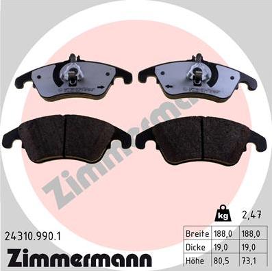 Zimmermann 24310.990.1 - Kit de plaquettes de frein, frein à disque cwaw.fr