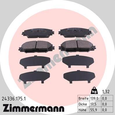 Zimmermann 24336.175.1 - Kit de plaquettes de frein, frein à disque cwaw.fr