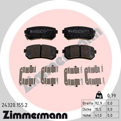 Zimmermann 24320.155.2 - Kit de plaquettes de frein, frein à disque cwaw.fr