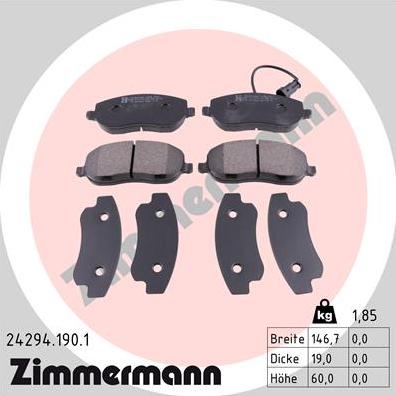 Zimmermann 24294.190.1 - Kit de plaquettes de frein, frein à disque cwaw.fr