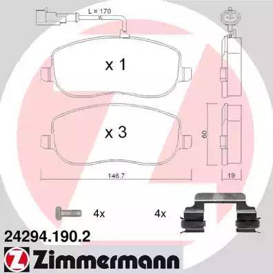 Zimmermann 24294.190.2 - Kit de plaquettes de frein, frein à disque cwaw.fr