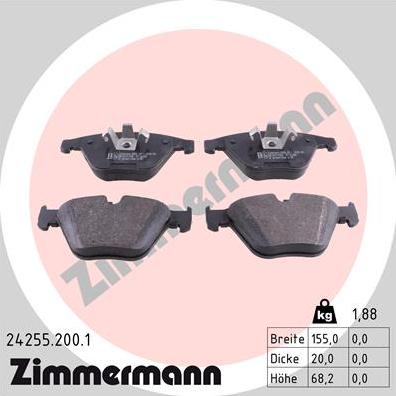 Zimmermann 24255.200.1 - Kit de plaquettes de frein, frein à disque cwaw.fr